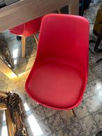 Set van 4 design kuipstoelen met lederen zitvlak, Ophalen, Zo goed als nieuw, Hout, Eames-stijl