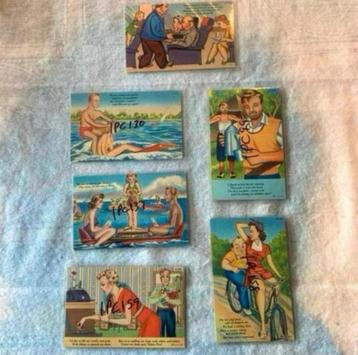 6 oude Vintage Engelse postkaarten postcards post-kaart set beschikbaar voor biedingen
