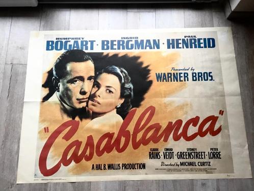ancienne affiche italienne cinéma film Casablanca 140x100 cm, Collections, Posters & Affiches, Utilisé, Cinéma et TV, Affiche ou Poster pour porte ou plus grand