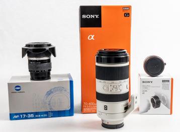 Sony SAL70400SSM II+ Minolta AF17-35 D + Sony adapter LA-EA5 beschikbaar voor biedingen