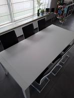 Eettafel wit met 6 bijhorende stoelen, Huis en Inrichting, Ophalen, Gebruikt, Vijf personen of meer, Rechthoekig