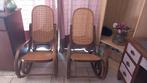 2 vintage schommelstoelen van hout en riet in goede staat, Antiek en Kunst, Ophalen of Verzenden