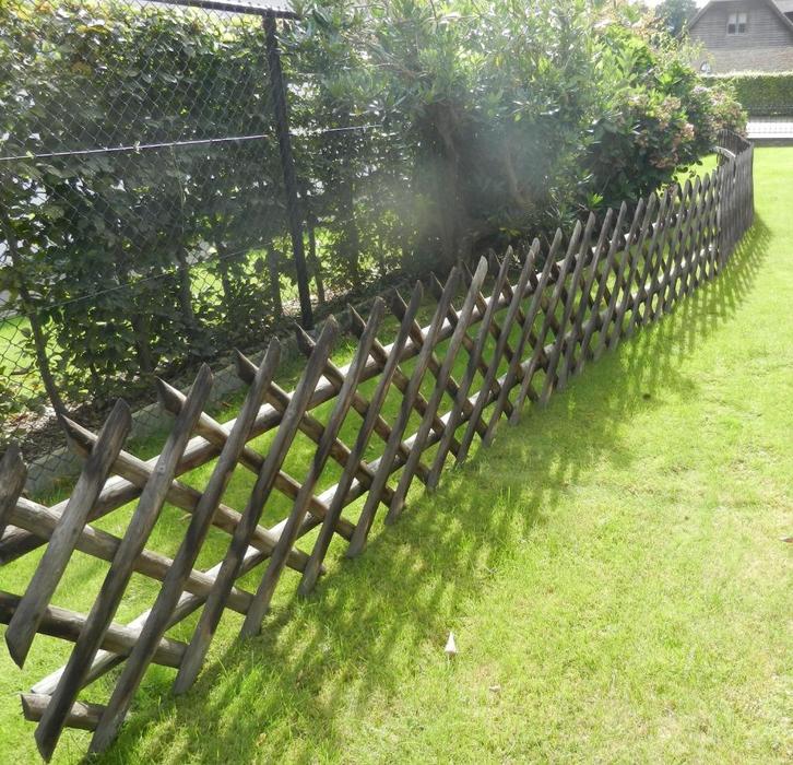 Tuinafsluiting Duitse uitvoering, Tuin en Terras, Tuinhekken en Hekwerk, Gebruikt, Sierhekwerk, Hout, Ophalen