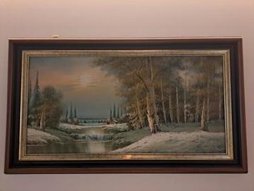 Grand paysage d'hiver 140x80cm Gaston quidousse, Enlèvement
