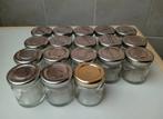 18 kleine opbergpotjes kruidenpotjes, Huis en Inrichting, Keuken | Potten en Pannen, Ophalen, Gebruikt, Glas, Pot, Bus of Blik