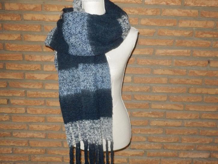 (5) - écharpe homme ou femme noire gris bleu - antonio -, Kleding | Heren, Mutsen, Sjaals en Handschoenen, Zo goed als nieuw, Sjaal