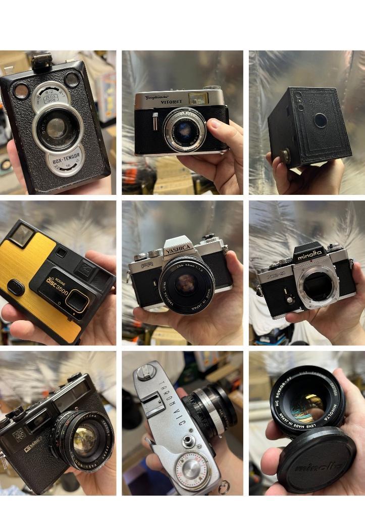 Lot analoge camera's (Yashica, Minolta etc.) en toebehoren, Audio, Tv en Foto, Fotocamera's Analoog, Gebruikt, Spiegelreflex, Overige Merken