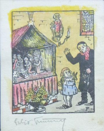 FELIX TIMMERMANS / KERSTSTAL / ETS + AQUA / 25x19cm / KADER beschikbaar voor biedingen