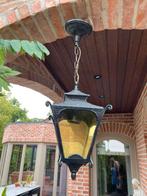 Hanglamp ijzer zwart loodglas, Tuin en Terras, Ophalen, Gebruikt, Netvoeding, Hanglamp