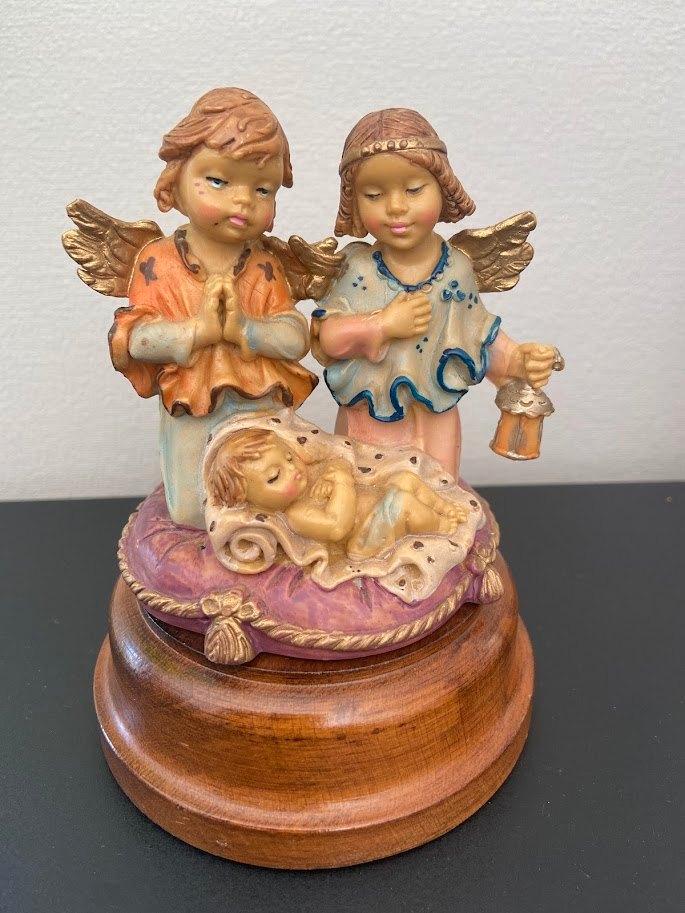 RETRO MUZIEKDOOS "little angels" met FONTANINI beeldjes, Antiek en Kunst, Antiek | Speelgoed, Ophalen