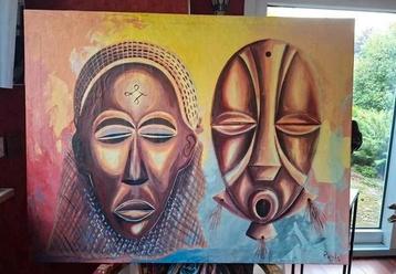 Modern Afrikaans canvas gesigneerd door de kunstenaar. Circa beschikbaar voor biedingen