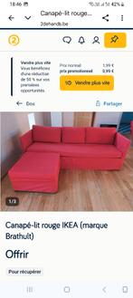 Canapé-lit 2 personnes IKÉA, Maison & Meubles, Enlèvement, Utilisé, Deux personnes, Rouge
