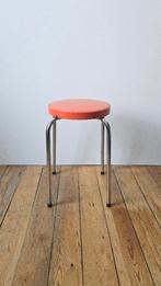 Tabouret en Chrome et simili cuir Orange - 1960-1970, Maison & Meubles, Enlèvement ou Envoi, Comme neuf
