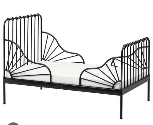 MINNEN Buitenbedframe met lattenbodem zwart, Huis en Inrichting, Slaapkamer | Bedden, Gebruikt, Eenpersoons, Zwart, Ophalen