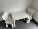 Witte kindertafel en 2 stoelen (Ikea), Comme neuf, Chaise(s), Enlèvement ou Envoi