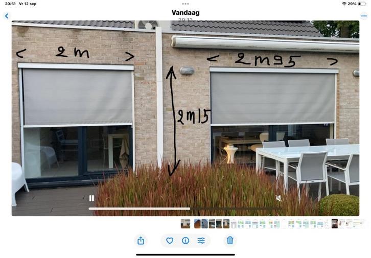Zonnewering 4 raam screens licht grijze doek, merkVettenburg, Doe-het-zelf en Bouw, Glas en Ramen, Gebruikt, Gevelraam of Ruit