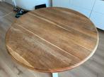Table ronde en bois + 7 Chaises en cuir imitation, Ophalen, Zo goed als nieuw