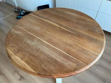 Table ronde en bois + 7 Chaises en cuir imitation, Maison & Meubles, Tables | Tables à manger, Enlèvement, Comme neuf