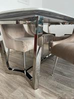 Table marble 1m80 pied metal + 4 chaises anti tache, Enlèvement