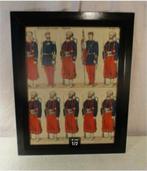 Mooie Oude Gravure 'Klederdracht Franse Leger' - 48x38, Antiek en Kunst, Ophalen of Verzenden