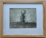 FRANKY VAN PRAET / CACTUS / ZW-W ETS / 26x32cm / KADER / SIG, Antiek en Kunst, Ophalen of Verzenden