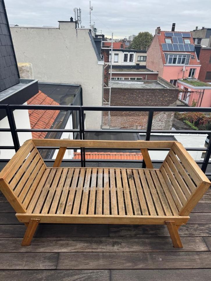 Bank, Huis en Inrichting, Zetels | Zetels, Gebruikt, Rechte bank, Tweepersoons, Hout, Ophalen