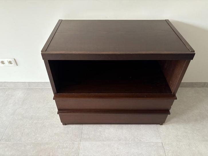 Houten ladekast op wielen, Huis en Inrichting, Kasten | Ladekasten, Gebruikt, Minder dan 100 cm, 50 tot 100 cm, 50 tot 75 cm, 1 of 2 laden