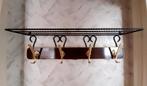 Vintage boemerang kapstok hout, messing en smeedijzer, Ophalen