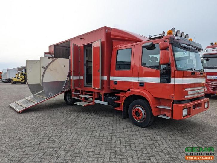 Iveco Tector ML120E24D 4x2 Euro3 DubbelCabine - Paardenwagen, Autos, Camions, Iveco, Diesel, Boîte manuelle, Rouge
