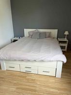 Tweepersoonsbed 160x200, Huis en Inrichting, Slaapkamer | Bedden, Ophalen, Gebruikt, Wit, Tweepersoons