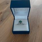 18-karaats wit goud + ring met smaragd en briljanten, Ophalen, Zo goed als nieuw, Goud, Goud