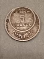 TUNESIE 5 Francs 1954 - gereserveerd Vercauteren, Ophalen of Verzenden, Losse munt, Overige landen