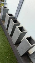 5 bloembakken/bloempotten grijs (22x22x50), Tuin en Terras, Ophalen, Tuin, Steen, Minder dan 60 cm