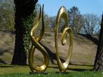 Set van twee grote abstracte beelden - alu messing op voet v, Tuin en Terras, Ophalen of Verzenden, Nieuw