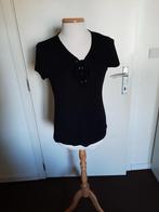 Zwart t-shirt met veterkraag 40, Vêtements | Femmes, T-shirts, Comme neuf, Manches courtes, Noir, Taille 38/40 (M)