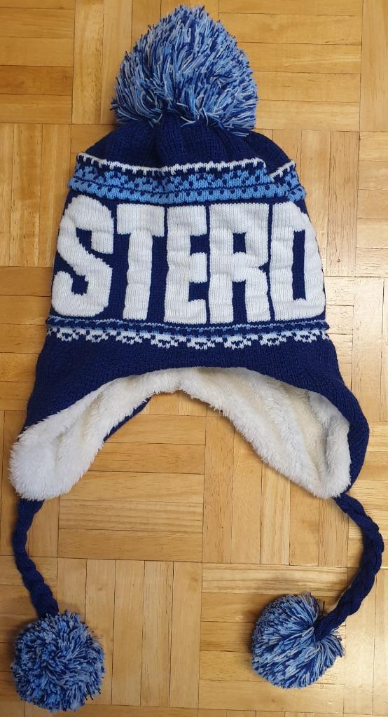 Wintermuts Amsterdam wit-blauw, Kleding | Heren, Mutsen, Sjaals en Handschoenen, Zo goed als nieuw, Muts, Overige maten, Ophalen of Verzenden