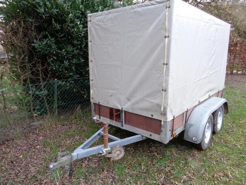 dubbelas met huif galva 750kg L2,57 B1,32 750kg  goede staat, Auto diversen, Aanhangers en Bagagewagens, Gebruikt, Ophalen