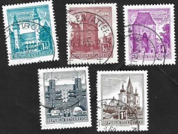 5 Postzegels Oostenrijk 1958 Gebouwen beschikbaar voor biedingen