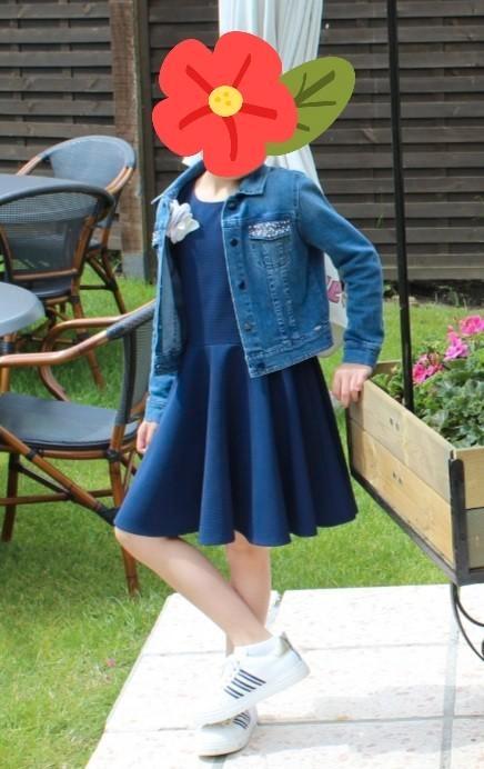 Jurk + jeansvest voor communie of lentefeest maat 128/8 jaar, Kinderen en Baby's, Kinderkleding | Maat 128, Gebruikt, Ophalen of Verzenden
