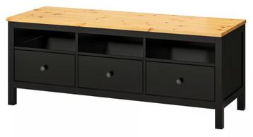 (Ikea) HEMNES Tv-meubel, zwartbruin/lichtbruin, 148x47x57 cm, Moins de 100 cm, 100 à 150 cm, Enlèvement, Utilisé