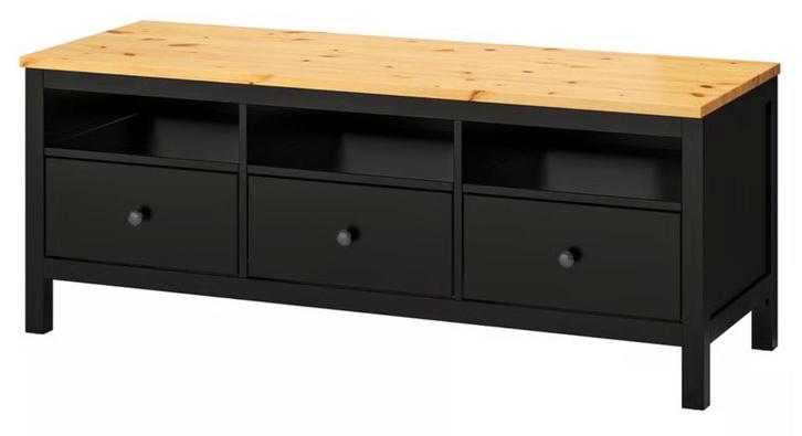 (Ikea) HEMNES Tv-meubel, zwartbruin/lichtbruin, 148x47x57 cm, Huis en Inrichting, Kasten |Televisiemeubels, Gebruikt, Minder dan 100 cm