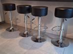 4 barkrukken zwart kunstleder – verstelbaar – chromen voet, Huis en Inrichting, Barkrukken, Ophalen