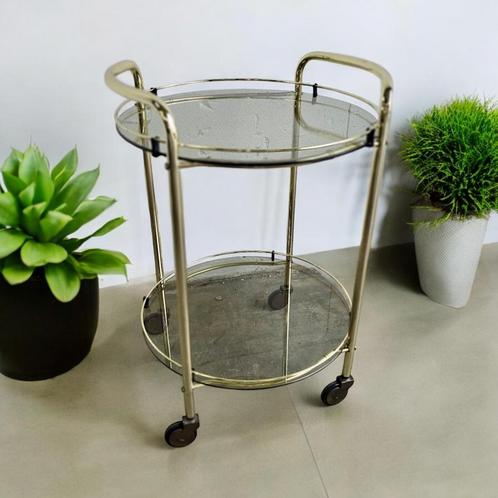 Vintage 'gouden' trolley / bar cart / tea cart, Antiek en Kunst, Antiek | Meubels | Tafels, Ophalen of Verzenden