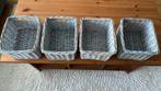 4 Rotan  vergrijsde opbergmandjes, Osier, Enlèvement, Rectangulaire, Panier