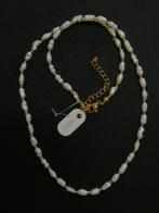 Ketting zoetwaterparels met gouden rocailles, Verstelbaar, Wit, Nieuw, Ophalen of Verzenden