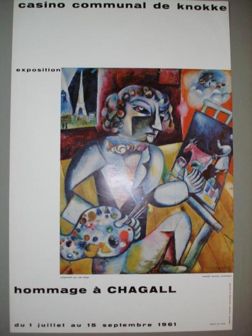 1961 Affiche litho Hommage à CHAGALL Casino Communal KNOKKE, Antiquités & Art, Art | Lithographies & Sérigraphies, Enlèvement ou Envoi