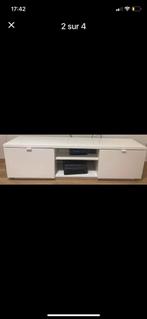 Meuble tv d occasion blanc laqué avec 2 tiroirs, Ophalen, Gebruikt