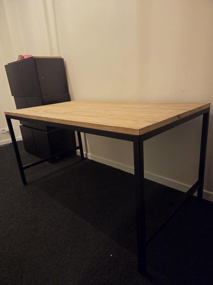 Houten, industriële tafel, Huis en Inrichting, Tafels | Eettafels, Gebruikt, 50 tot 100 cm, 150 tot 200 cm, Vier personen, Rechthoekig