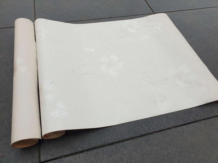 Vintage floral behangpapier 2 onvolledige rollen structuur, Huis en Inrichting, Stoffering | Behang, Wit, Beige, Bruin, Ophalen