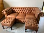 3 Seater Chesterfield Sofa Bed & 2 x Square Footstool